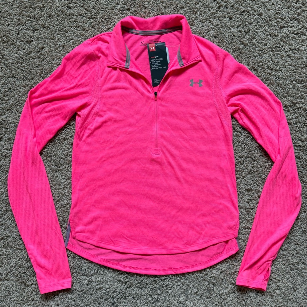 Under Armour heatgear fitted running half zip long sleeve top
